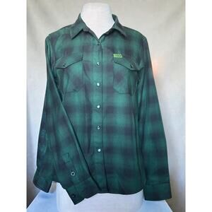 Dixxon Flannel Co. Absinthe Long-Sleeve Flannel Shirt Green Black Plaid Womens